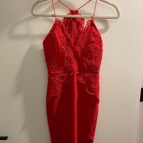 Hello Molly Fire Up Lace V Neck Red Dress - Picture 3 of 8